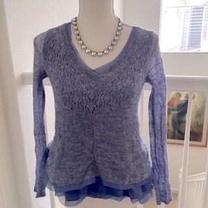 Anthropologie knitted and knotted lilac sweater
